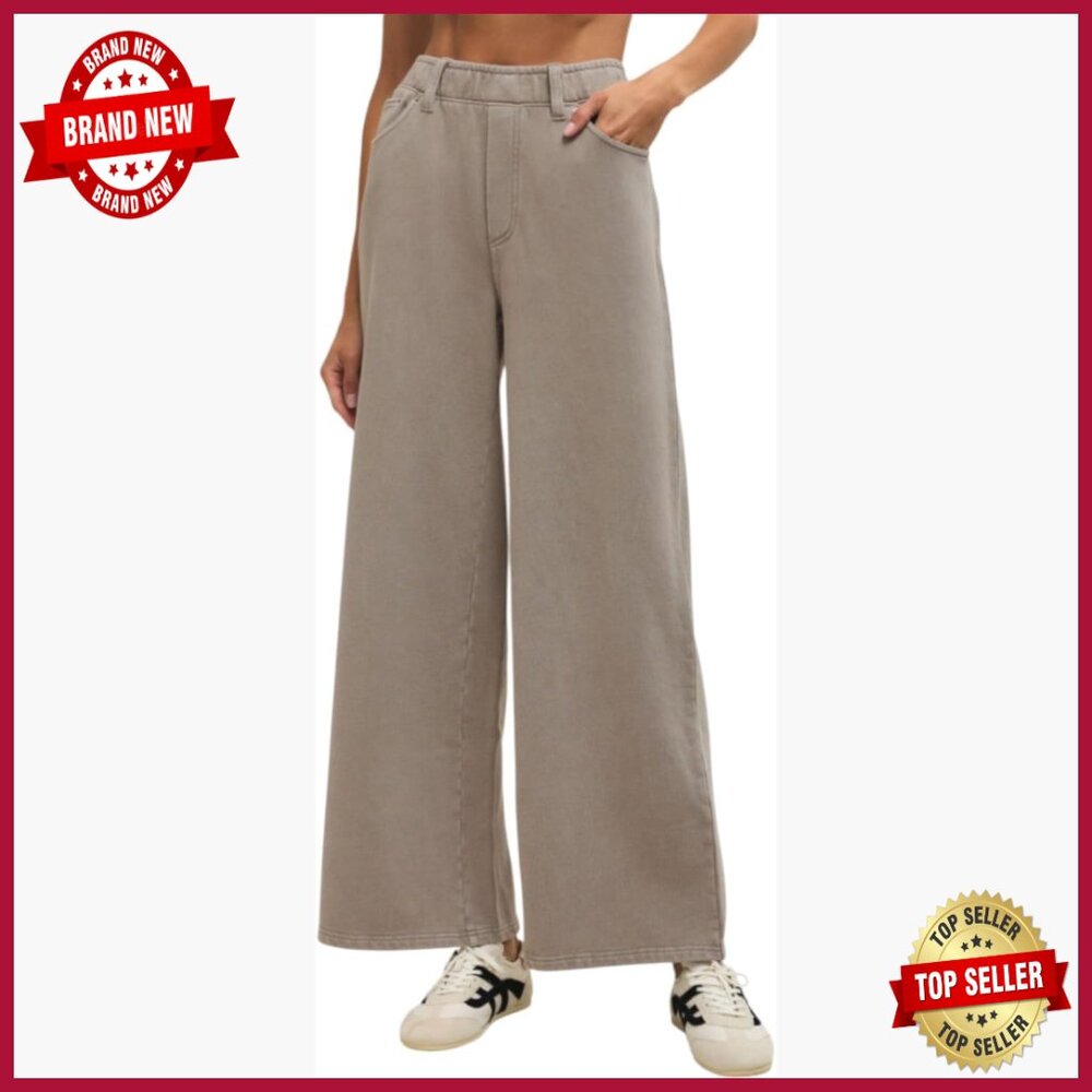 Knit Denim Pants With Drawcord Waist, Side Pockets, Relaxed Fit